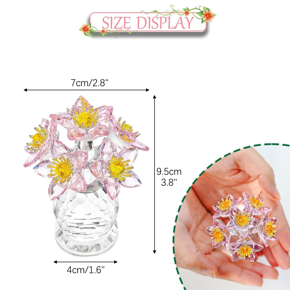 6014 Crystal Rose Bouquet Figurine and Pink Crystal Flower Ornament - Picture 9 of 9